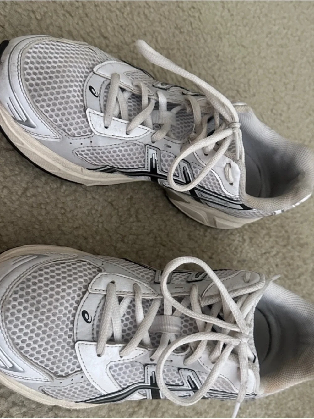 Asics White and Black Mesh Running Shoes